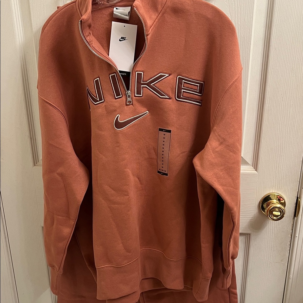 Nike Burnt Orange Half-Zip Pullover Set